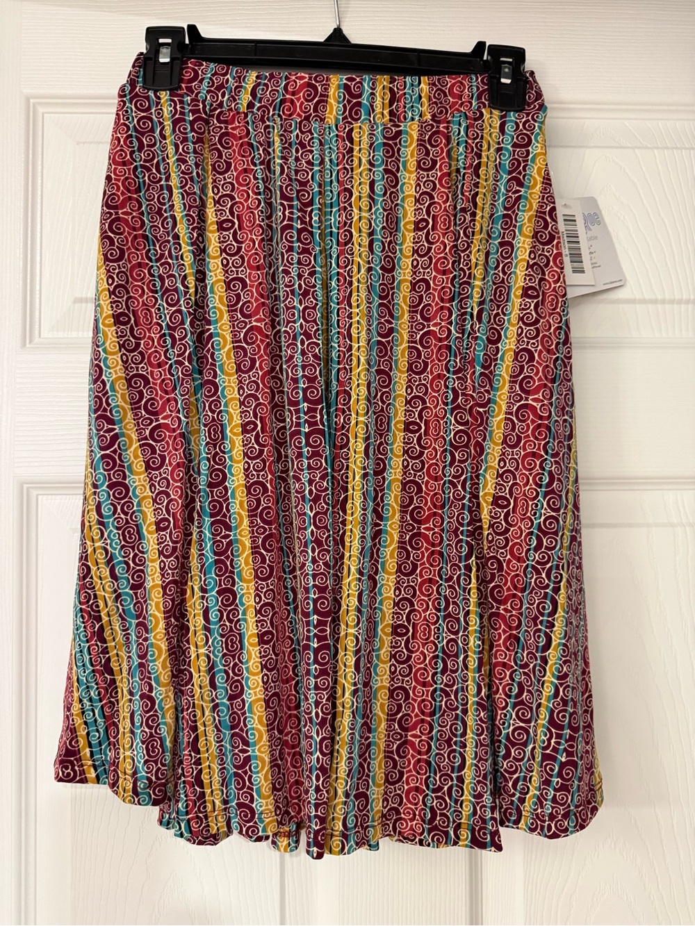 LuLaRoe Madison Burgundy Multi-Stripe Skirt